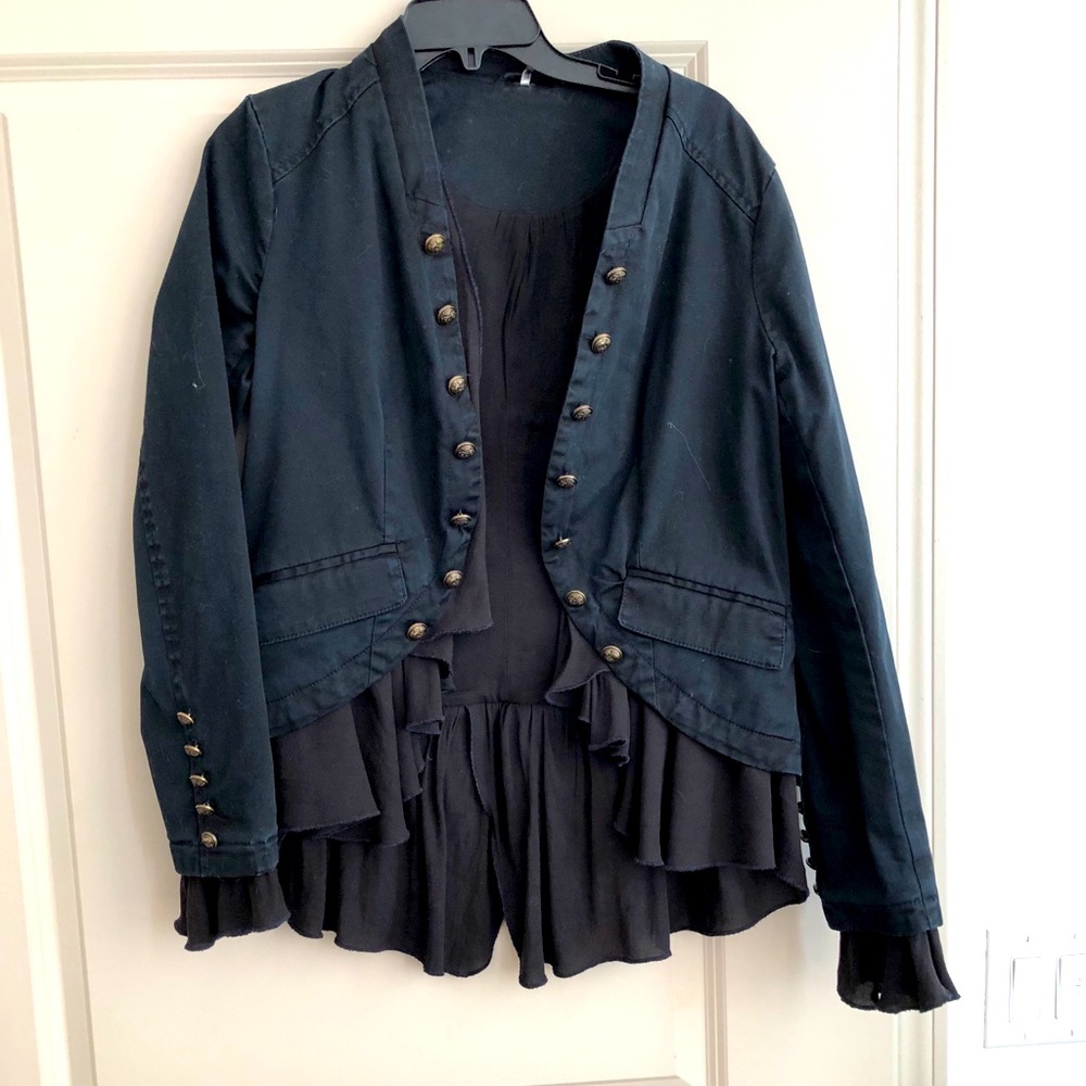 Free people black ruffle jacket